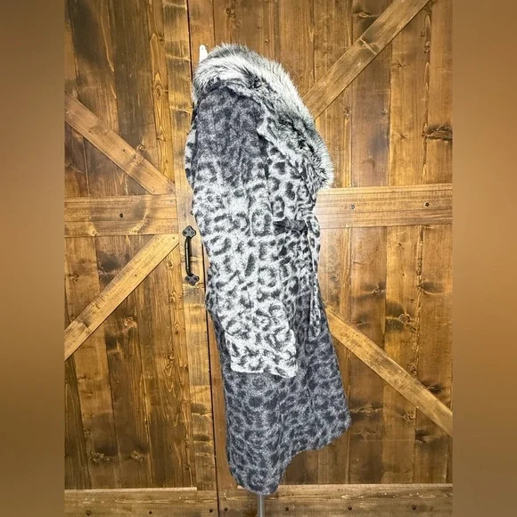 Tracy Reese New York Leopard Print Faux Fur Wool Blend Coat Size S - Picture 3 of 12